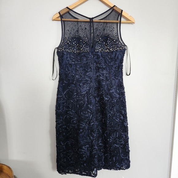 Stunning Navy Crystal Fitted Evening Dress - Picture 6 of 11